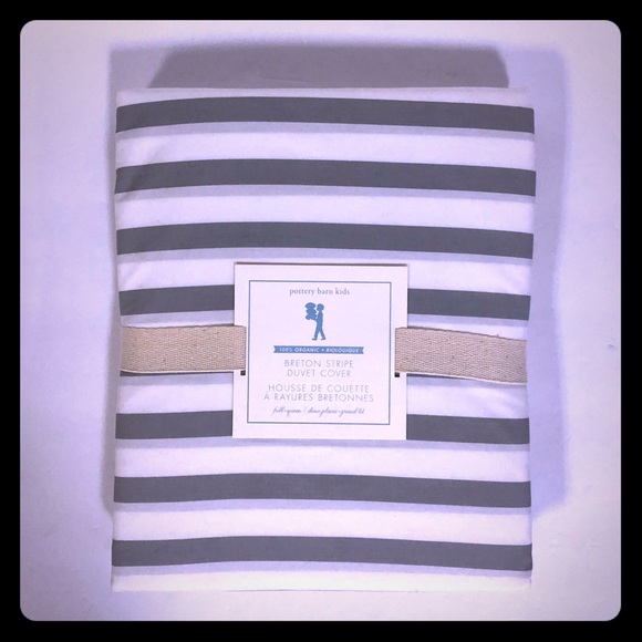Pottery Barn Kids Other - NWT‼️PBK Breton Stripe Duvet Full/Queen -Grey
